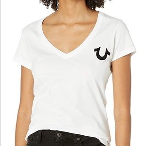 🆕 True Religion White Slim V Neck Tee Sz M